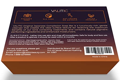 VALITIC Kojic Acid Dark Spot Remover Soap Bars with Vitamin C, Retinol, Collagen, Turmeric - Original Japanese Complex Infused with Hyaluronic Acid, Vitamin E, Shea Butter, Castile Olive Oil (2 Pack)-UPStoxs