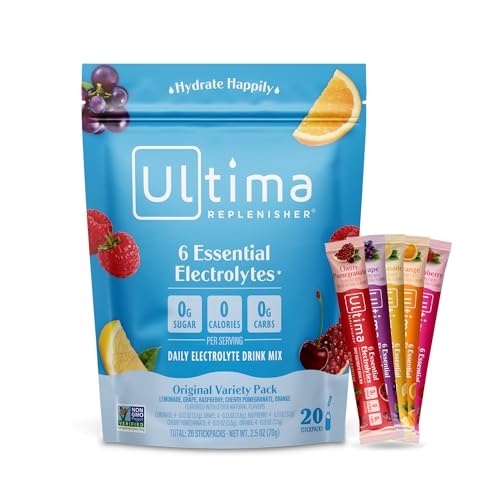 Ultima Replenisher Daily Electrolyte Drink Mix – Original Variety, 20 Stickpacks – Hydration Packets with 6 Electrolytes & Minerals – Keto Friendly, Vegan, Non- GMO & Sugar-Free Electrolyte Powder-UPStoxs