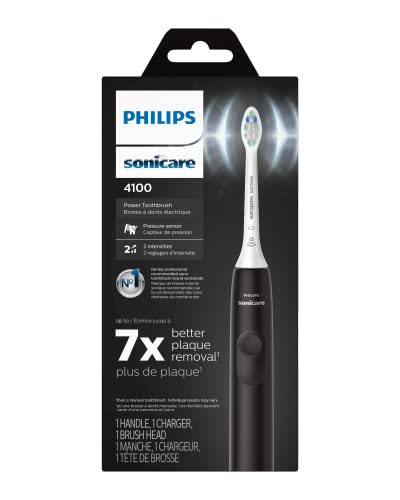 Philips Sonicare 4100 Power Toothbrush, Rechargeable Electric Toothbrush with Pressure Sensor, Black-UPStoxs