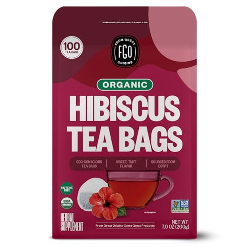 FGO Organic Hibiscus Tea, Eco-Conscious Tea Bags, 100 Count, Packaging May Vary (Pack of 1)-UPStoxs