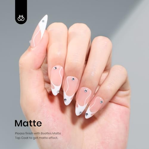 Beetles Gel Nail Polish, 1 Pcs 15ml White Color Soak Off Gel Polish Nail Art Manicure Salon DIY Gel Nail Design Decoration at Home Nail Lamp Needed Nails Manicure Kit Gift-UPStoxs