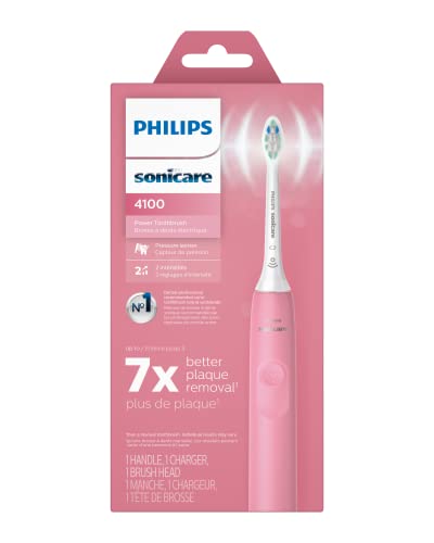 Philips Sonicare 4100 Power Toothbrush, Rechargeable Electric Toothbrush with Pressure Sensor, Deep Pink HX3681/26-UPStoxs