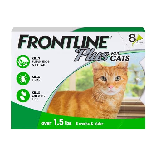 Frontline Plus Flea and Tick Treatment for Cats Over 1.5 lbs. 8 Treatments-UPStoxs