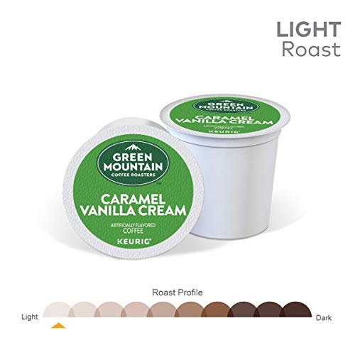 Green Mountain Coffee Roasters Caramel Vanilla Cream Keurig Single-Serve K-Cup pods, Light Roast Coffee, 72 Count (6 Packs of 12)-UPStoxs