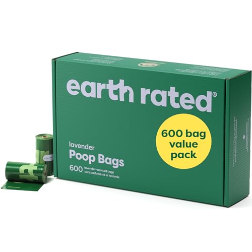 Earth Rated Dog Poop Bags Value Pack, Leak-Proof and Extra-Thick Pet Waste Bags for Big and Small Dogs, Refill Rolls, Lavender Scented, 600 Count-UPStoxs