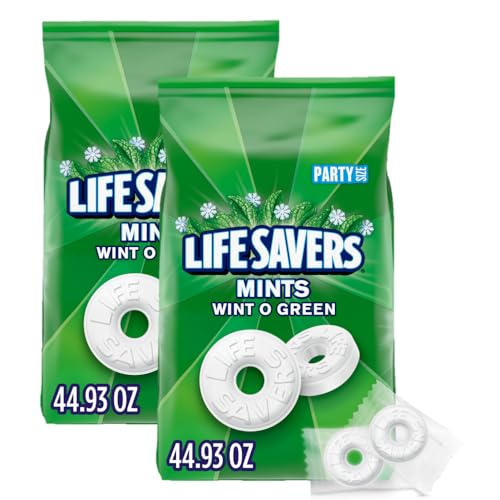 LIFE SAVERS Wint-O-Green Breath Mint Bulk Hard Candy, Party Size, 44.93 oz Bag (Pack of 2)-UPStoxs