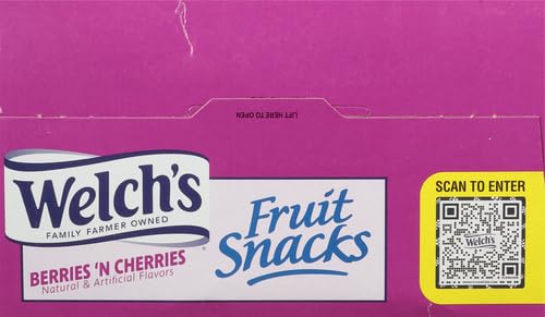 Welch's Fruit Snacks, Berries 'n Cherries, Perfect Halloween Candy Bulk Pack, Gluten Free, Individual Single Serve Bags, 0.8 oz (Pack of 40)-UPStoxs