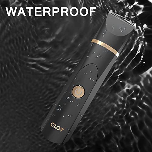 OLOV Electric Groin Hair Trimmer - Ball Trimmer for Men - Nose Hair Trimmer, Replaceable Ceramic Blade Heads, USB Recharge Dock & Nosetrimmer Head, Waterproof Male Hygiene Razor-UPStoxs