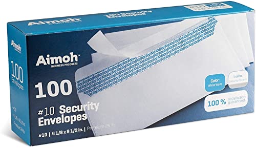 #10 Security Tinted Self-Seal Envelopes - No Window - Size 4-1/8 X 9-1/2 Inches - White - 24 LB - 100 Count (34100)-UPStoxs