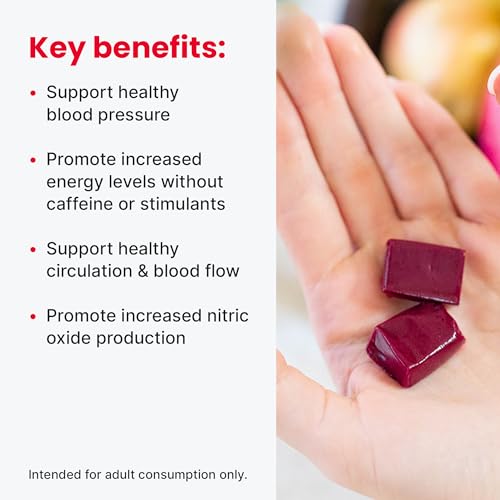 humanN SuperBeets Heart Chews - Nitric Oxide Production and Blood Pressure Support - Grape Seed Extract & Non-GMO Beet Energy Chews - Pomegranate Berry Flavor - 60 Count-UPStoxs