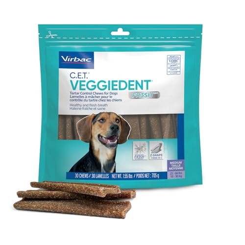 Virbac CET Veggiedent FR3SH Tartar Control Chews for Dogs, Medium (Pack of 30)-UPStoxs