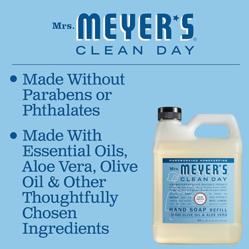 MRS. MEYER'S CLEAN DAY Liquid Hand Soap Refill, Rainwater, 33 OZ-UPStoxs