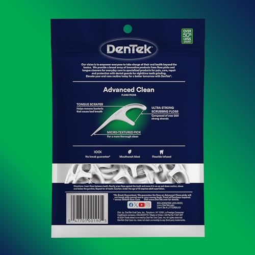 DenTek Triple Clean Advanced Clean Floss Picks, No Break & No Shred Floss, 150 Count, (Packaging May Vary)-UPStoxs