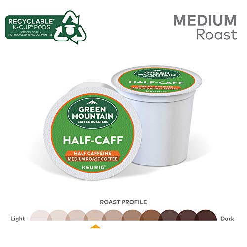 Green Mountain Coffee Roasters Half Caff Keurig Single-Serve K-Cup pods, Medium Roast Coffee, 72 Count (6 Packs of 12)-UPStoxs