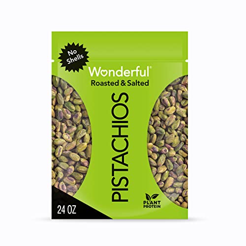 Wonderful Pistachios No Shells, Roasted & Salted Nuts, 24 Ounce Resealable Bag, Protein Snacks, Gluten Free, Healthy Snack-UPStoxs