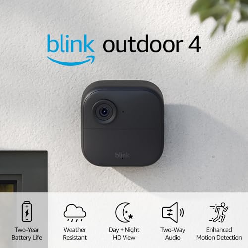 Blink Outdoor 4 (4th Gen) – Wire-free smart security camera, two-year battery life, two-way audio, HD live view, enhanced motion detection, Works with Alexa – 3 camera system-UPStoxs