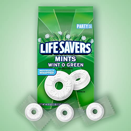 LIFE SAVERS Wint-O-Green Breath Mint Bulk Hard Candy, Party Size, 44.93 oz Bag (Pack of 2)-UPStoxs