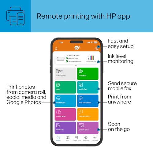 HP DeskJet 2855e Wireless All-in-One Color Inkjet Printer, Scanner, Copier, Best-for-home, 3 months of ink included (588S5A)-UPStoxs