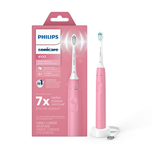 Philips Sonicare 4100 Power Toothbrush, Rechargeable Electric Toothbrush with Pressure Sensor, Deep Pink HX3681/26-UPStoxs