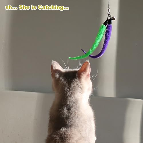 MeoHui Interactive Cat Toys - Retractable Wand Toy and Feather Toys Refills for Indoor Cats to Chase and Exercise-UPStoxs