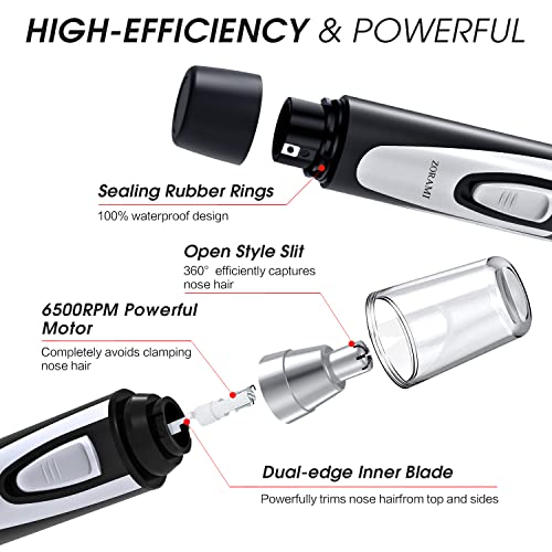 Ear and Nose Hair Trimmer Clipper - 2024 Professional Painless Eyebrow & Facial Hair Trimmer for Men Women,Battery-Operated Trimmer with IPX7 Waterproof,Dual Edge Blades for Easy Cleansing Black-UPStoxs