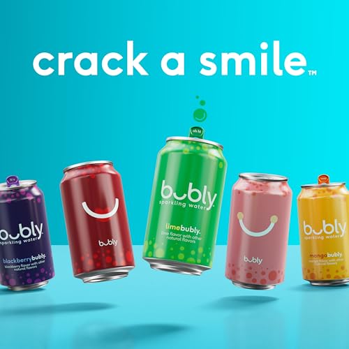 bubly Sparkling Water, 6 Flavor Variety Pack (Blackberry, Lime, Cherry, Grapefruit, Strawberry, Mango), Zero Sugar & Zero Calories, Seltzer Water, 12 Fl Oz Cans (Pack of 18)-UPStoxs