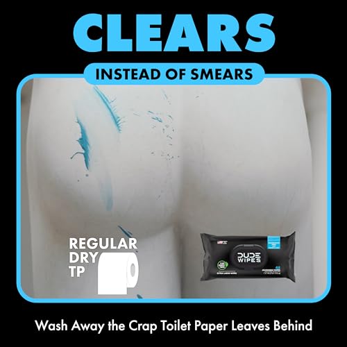 DUDE Wipes - Flushable Wipes - 3 Pack, 144 Wipes - Unscented Extra-Large Adult Wet Wipes - Vitamin-E & Aloe - Septic and Sewer Safe-UPStoxs