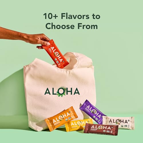 ALOHA Organic Plant Based Protein Bars |Peanut Butter Chocolate Chip | 1.98 Oz (Pack of 12) | Vegan, Low Sugar, Gluten Free, Paleo, Low Carb, Non-GMO, Stevia Free, Soy Free, No Sugar Alcohols-UPStoxs