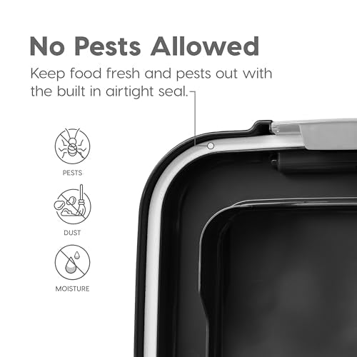 IRIS USA Airtight Dog Food Storage Container, Up to 30 lbs, Attachable Wheels, for Dog Cat Bird and other Pet Food Storage Bin, Keep Fresh, Easy Mobility, BPA Free, Black-UPStoxs