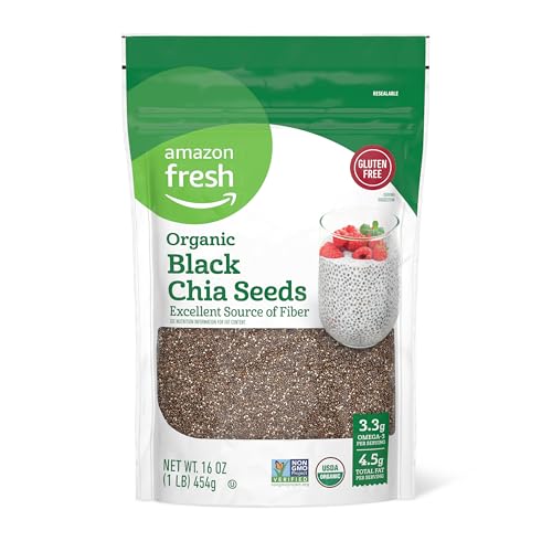 Amazon Fresh, Organic Black Chia Seeds, 1 Lb (Previously Happy Belly, Packaging May Vary)-UPStoxs