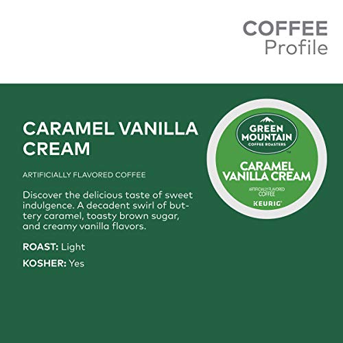 Green Mountain Coffee Roasters Caramel Vanilla Cream Keurig Single-Serve K-Cup pods, Light Roast Coffee, 72 Count (6 Packs of 12)-UPStoxs