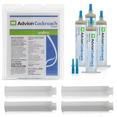 Advion Cockroach Gel Bait, 4 Tubes x 30-Grams, 4 Plunger and 4 Tips, German Roach Insect Pest Control, Indoor and Outdoor Use, Roach Killer Gel for American, German and Other Major Cockroach Species-UPStoxs