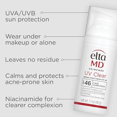 EltaMD UV Clear Face Sunscreen, Oil Free Sunscreen with Zinc Oxide, Dermatologist Recommended Sunscreen, 1.7 oz Pump-UPStoxs