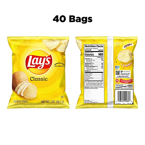 Lay's Potato Chips, Classic, 1 Ounce (Pack of 40)-UPStoxs