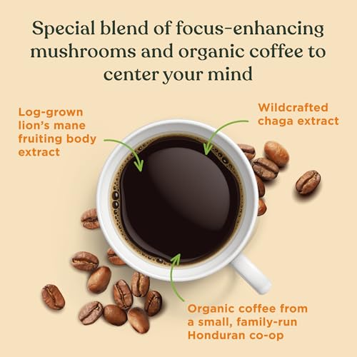 Four Sigmatic Think Mushroom Coffee | Organic Ground Coffee with Lion's Mane Mushroom and Chaga Mushroom | Nootropic Mushroom Coffee for Better Focus and Immune Support | 12oz Bag-UPStoxs