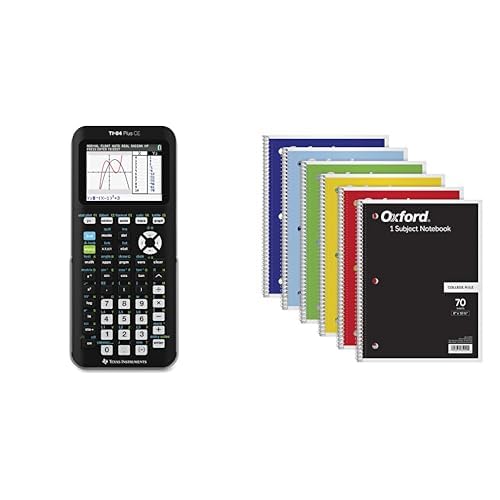 Texas Instruments TI-84 Plus CE Color Graphing Calculator Bundle with Oxford Spiral Notebook 6 Pack-UPStoxs