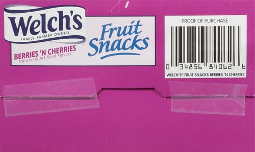 Welch's Fruit Snacks, Berries 'n Cherries, Perfect Halloween Candy Bulk Pack, Gluten Free, Individual Single Serve Bags, 0.8 oz (Pack of 40)-UPStoxs