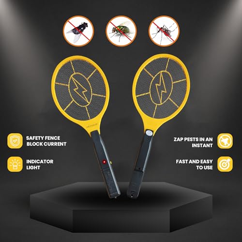 DEVOGUE® Electric Fly Swatter Bug Zapper Battery Operated Flies Killer Indoor & Outdoor Pest Control Mosquito Zapper and Insect Catcher Racket-UPStoxs