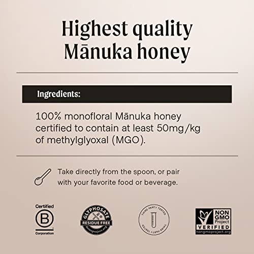 Manukora Raw Manuka Honey, MGO 50+, New Zealand Honey, Non-GMO, Traceable from Hive to Hand, Daily Wellness Support - 500g (1.1 Lb)-UPStoxs