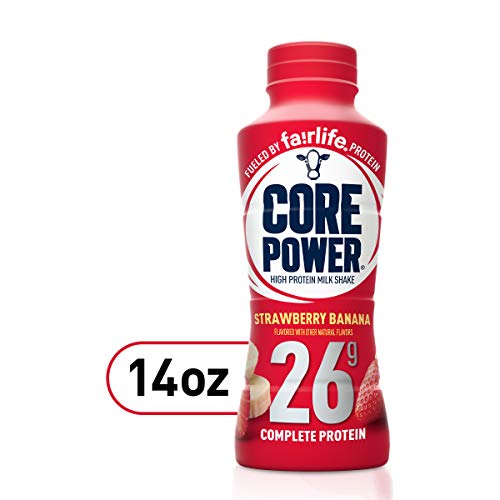 Core Power Fairlife 26g Protein Milk Shakes, Ready To Drink for Workout Recovery, Strawberry Banana, 14 Fl Oz (Pack of 12)-UPStoxs