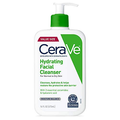 CeraVe Hydrating Facial Cleanser | Moisturizing Face Wash For Dry Skin | Hyaluronic Acid + Ceramides + Glycerin | Hydrating Cleanser For Normal To Dry Skin | National Eczema Assosiation Certified-UPStoxs