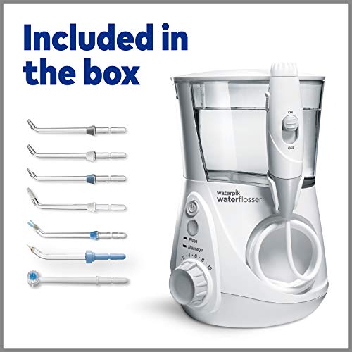 Waterpik Aquarius Water Flosser Professional For Teeth, Gums, Braces, Dental Care, Electric Power With 10 Settings, 7 Tips For Multiple Users And Needs, ADA Accepted, White WP-660, Packaging May Vary-UPStoxs