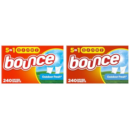 Bounce Dryer Sheets Laundry Fabric Softener, Outdoor Fresh, 240 Count (Pack of 2)-UPStoxs