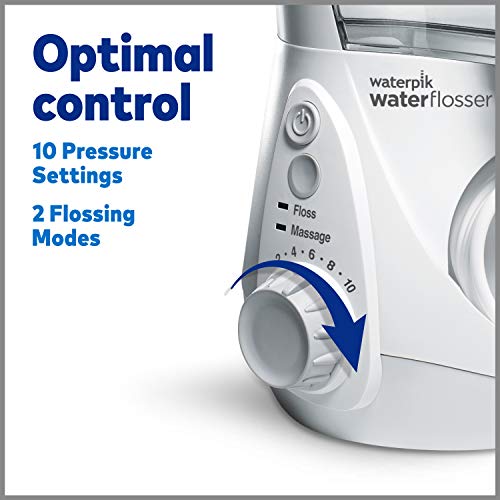 Waterpik Aquarius Water Flosser Professional For Teeth, Gums, Braces, Dental Care, Electric Power With 10 Settings, 7 Tips For Multiple Users And Needs, ADA Accepted, White WP-660, Packaging May Vary-UPStoxs