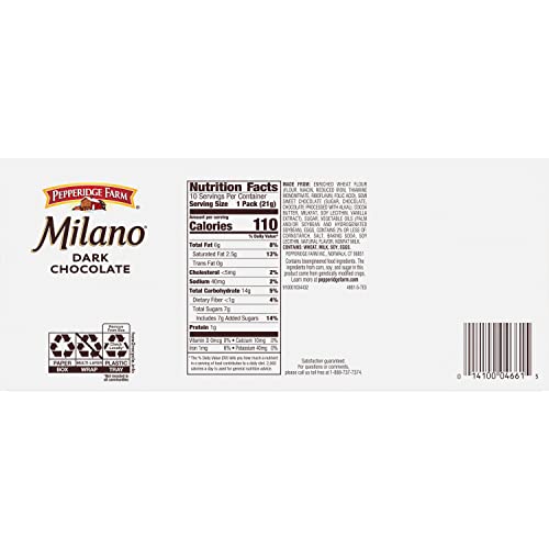 Pepperidge Farm Milano Cookies, Dark Chocolate, 10 Packs, 2 Cookies per Pack-UPStoxs