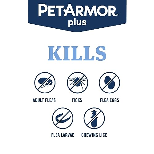 PetArmor Plus Flea and Tick Prevention for Dogs, Dog Flea and Tick Treatment, 3 Doses, Waterproof Topical, Fast Acting, Small Dogs (5-22 lbs)-UPStoxs