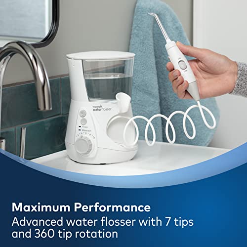 Waterpik Aquarius Water Flosser Professional For Teeth, Gums, Braces, Dental Care, Electric Power With 10 Settings, 7 Tips For Multiple Users And Needs, ADA Accepted, White WP-660, Packaging May Vary-UPStoxs