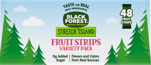 Black Forest, Stretch Island, Fruit Strips, Cherry, Apple, Raspberry, Grape, Strawberry, and Apricot, Zero Grams Added Sugar Non-GMO, School Snacks, 48 ct-UPStoxs