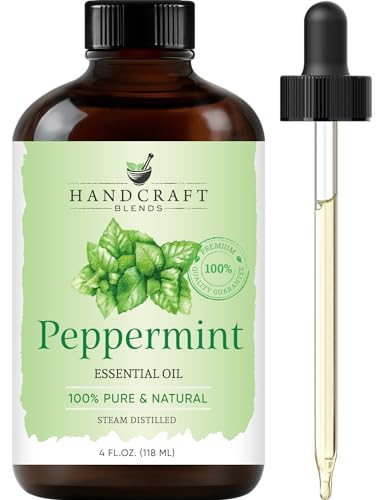 Handcraft Blends Peppermint Essential Oil - Huge 4 Fl Oz - 100% Pure and Natural - Premium Grade with Glass Dropper-UPStoxs