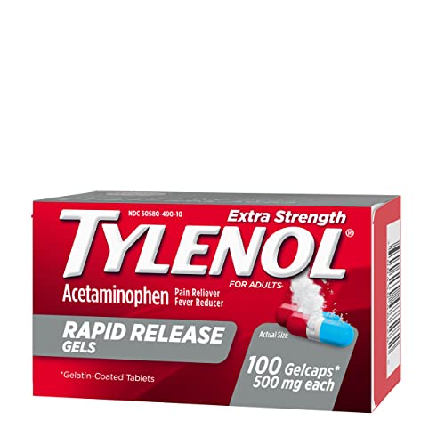 Tylenol Extra Strength Acetaminophen Rapid Release Gels, Pain Reliever & Fever Reducer, 100 ct-UPStoxs